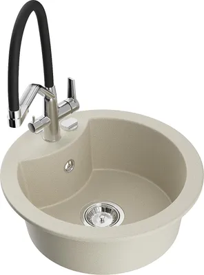 Image de Mexen Diego évier en granit 1,5 bol avec mitigeur Duo, Beige - 6512-69-671701-07