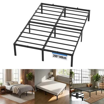 Produktbild von Metallbett Doppelbettgestell 140 x 200 cm Bett, mit Bettrahmen, Unterbettaufbewahrung, modern, Gästebett