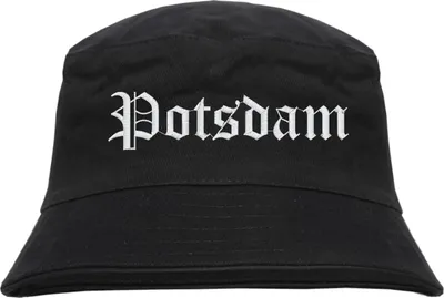 Produktbild von Potsdam Fischerhut - Altdeutsch - bestickt -  Bucket Hat Anglerhut Hut Anglerhut Hut  Schwarz S/M