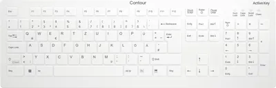 Produktbild von Contour Design Active Key Contour QuickClean Medizinische Tastatur Abnehmbare Abdeckung Full-Size Kabellos Weiß DE C8112, Volle Größe (100%), Kabellos, RF Wireless, Scherenschalter, QWERTZ, Weiß