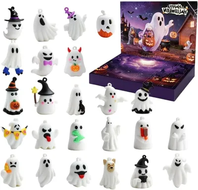 Obrázok produktu pre Vianočný kalendár na Halloween – strašidelný kalendár – 24 strašidelných postavičiek – 26 x 1,8 cm – viacfarebný