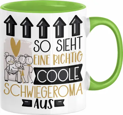 Produktbild von Schwiegeroma Geschenk Tasse Geschenkidee für Schwiegeroma Geburtstag Weihnachten Spruch So Sieht Eine Richtig Coole Schwiegeroma Aus Kaffee-Becher  (Grün)