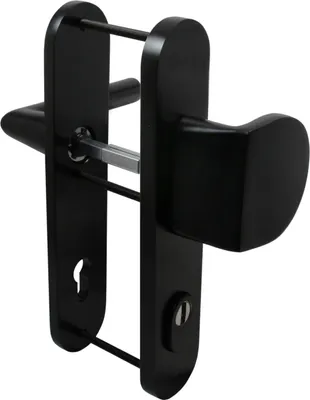 Produktbild von optimized_title": "häusler-onlinehandel-gmbh, Haustür-Schutzbeschlag, Schwarz, Knauf, Schutzklasse ES2, Schlossmaß HS-92, Modell ZA, Alu-Vollguss, Türdicke 35-75mm, Vierkant 8/10mm, Blendenmaß 250x50mm, Außenschildstärke 12mm, Innenschildstärke 9mm, Komplett beidseitig, Außenschild unsichtbar verschraubt, DIN rechts/links verwendbar