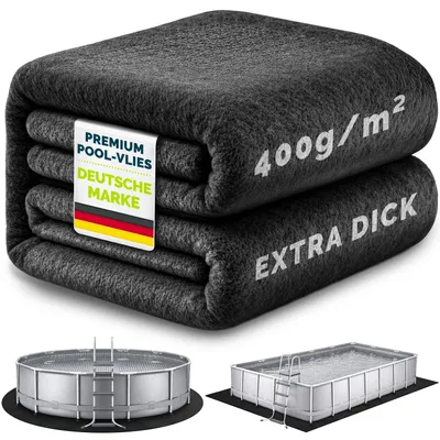 Produktbild von tillvex® Premium Pool Unterlage Rund 430 cm - 400g/m² | Bis Ø 400 cm Pools | Geotextil Bodenplane | Poolmatte zuschneidbar Bodenschutzvlies Schwimmbecken | Reißfeste Poolunterlage Bodenschutzmatte, KI-generiertes Bild