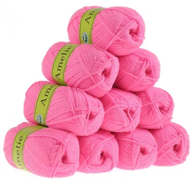 10 x 50g Pflegeleichtes Strickgarn AMELIE, pink