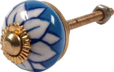 Produktbild von 12`er Set Kleiner Möbelknopf aus Keramik, Möbelknauf Möbelgriff, Schranktürknöpfe, Möbelknöpfe, Schubladengriff - Modell 25, Blau, 3*3*6 cm, Möbelknöpfe