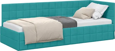 Immagine prodotto di vidaXL Struttura letto ad angolo con testiera turchese 80 cm x 200 cm in velluto