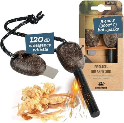 Obrázek produktu pro Zapalovač – ocelka – hořčíková tyčinka – nouzová píšťalka – podpalovač na zápalky – survivalová sada pro kempování a outdoor – nouzová píšťalka – 12 000 zapálení