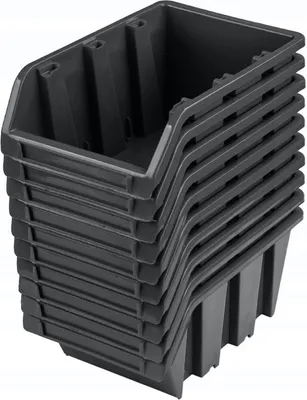 Obrázok produktu pre Sada x 10 stohovacích boxov KTR20 čierne skladovacie boxy na triedenie
