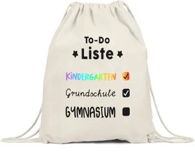 Produktbild von To Do Liste Turnbeutel Gymsack  Checkliste 5. Klasse Gesamtschule Gymi Geschenkidee