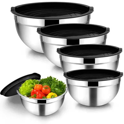 Immagine prodotto di Solidchoice - Set di 5 ciotole in acciaio inossidabile con coperchio