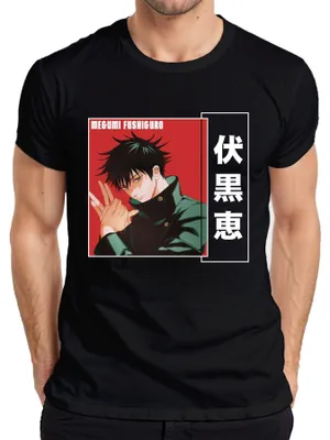 Zdjęcie produktu dla Koszulka męska Megumi Fushiguro Jujutsu Kaisen Anime Manga Gift Poster, czarny, XXL