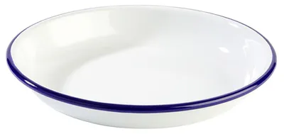 Produktbild von APS Enamelware Teller tief, weiß/blau, Höhe: 35 mm, ø: 180 mm