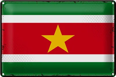 Produktbild von Blechschild Flagge Suriname 30x20cm Retro Flag of Suriname