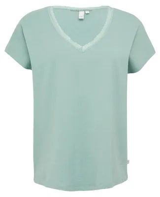 Produktbild von s.Oliver Damen T-Shirt mit Spitzenblende und V-Ausschnitt aus Modalmix