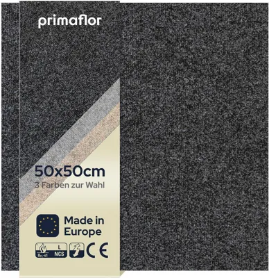 Produktbild von Primaflor Teppichfliese VOX - Anthrazit - 50x50cm - Selbstliegender, Strapazierfähiger Teppich Bodenbelag Nadelfilz