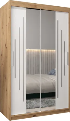 Produktbild von Kleiderschrank, Schiebetürenschrank Schlafzimmer, Schrank mit Spiegel YORK 1 120 cm