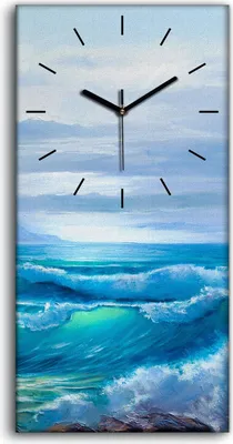 Produktbild von Wandbild Leinwand Bilder mit Uhr 30x60 Sonnenuntergang auf dem Meeres Gemälde - schwarze Hände