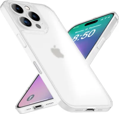 Image de Coque rigide NALIA Ultra Slim pour iPhone 16 Pro – Transparente mate et ultra-fine (0,3 mm) – PHANTOM (ultra-fine et protection de l'appareil photo) – Marque berlinoise – Blanc