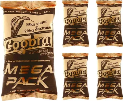 Produktbild von HUGBERT Coobra Mega Pack 100L Brennhefe Vodka Alkohol Gärhefe Hefe Schnaps Destillation, 5 Stück