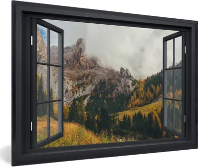 Produktbild von MuchoWow® MuchoWow® Gerahmtes Poster Aussicht - Berg - Baum 90x60 cm - Poster mit zchwarzem Bilderrahmen - Fotorahmen - Foto-Plakat