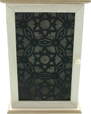Produktbild von FRANK FLECHTWAREN Schlüsselbox Black Flowers, MDF, Metall Maße: 20 x 7 x 30 cm, Stilvolles Design, Praktisch und platzsparend