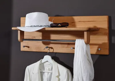 Produktbild von Wandgarderobe 81x30cm 'Bayreuth' Kernbuche massiv