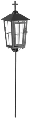 Grablaterne aus Metall und Glas, schwarz, 69 cm, für Kerzen