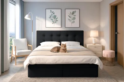 Produktbild von AX LIVING Belinai Bettkasten Boxspringbett 140 Bett Schwarz 145 x 208 cm
