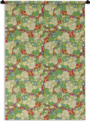 Produktbild von MuchoWow® Wandteppich Wandbehang Muster - Blumen - Frühling 120x180 cm Tapisserie Dekoration Wandtuch - Schlafzimmer - Dekorationen für das Haus