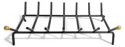 Immagine prodotto di Brucialegna rettangolare ferro battuto nero con pomoli in ottone 7 barre ideale per camino cm 55x35x16h robusto e elegante
