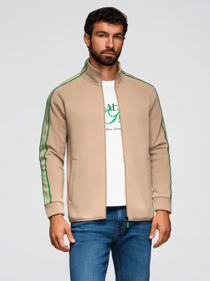 Obrázek produktu pro Ombre Clothing Pánská mikina na zip Qrothu světle hnědá XXL