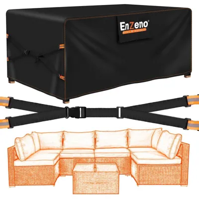 Image de Bâche de protection pour mobilier de jardin, dimensions 300x250x100 cm, tissu Oxford 500D, imperméable et résistante au vent