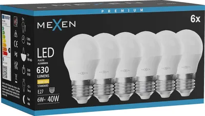 Obrázok produktu pre Mexen Nova 6x LED žiarovka E27, G45, 6W, teplá - 3000K, 630 lm - L101-E27-0630-01x06