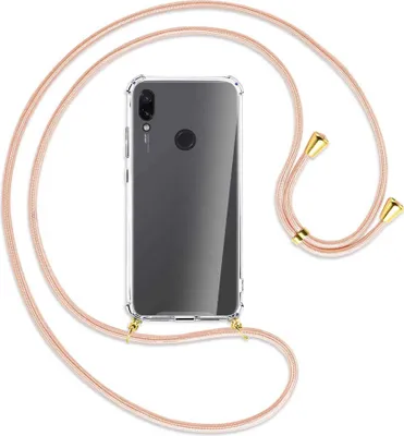 Produktbild von Handykette Backcover-Schutzhülle mit Band (Metall goldfarben) für Xiaomi Redmi Note 7 (Pro) - rose peach