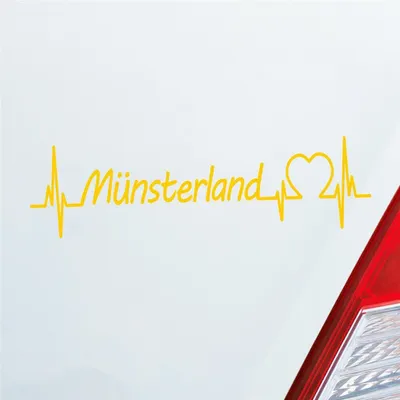 Produktbild von Auto Aufkleber Münsterland Puls Herzschlag mit Ferien Region Motiv 19x5 cm Gelb Sticker Heckscheibenaufkleber