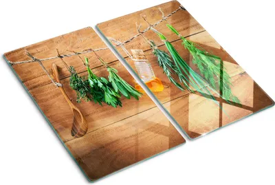 Obrázek produktu pro Kryt varné desky – Kryt na indukční desku – Ochranná skleněná deska – 2x30x52 cm– Skleněné ochranné desky na sporák –Tvrzené sklo –Bylinný provázek