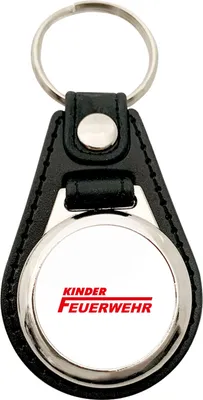 Produktbild von Huuraa Schlüsselanhänger Kinder Feuerwehr Schriftzug Metall mit Kunstleder Schlüsselring Einkaufswagenchip Geschenkidee