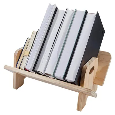 Imagen del producto de Omgoods - Estantería de madera para escritorio, mini soporte para libros multifuncional