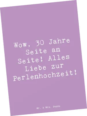 Produktbild von Mr. & Mrs. Panda Postkarte Spruch 30. Hochzeitstag Perlenhochzeit - Lavendeltraum - Geschenk, alles Liebe, Postkarten, bildkarte, Symbol, wertvoll, Heirat, Grußkarte, Ehe