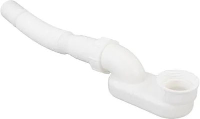 Produktbild von PVC-Badabwasserer, flache P-Entsorger, freistehender Badabwasseranschluss, PVC 1 1/2 P Sifon-Badanschluss, verstellbare PVC-Afvoerschlauch