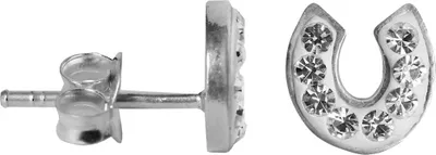 Produktbild von 925 Sterling Silber Ohrstecker Glitzer Hufeisen Farbe - Weiß
