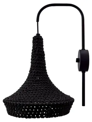 Immagine prodotto di Applique da parete in stile boho, nero, cotone, MAHAKA, 1xE27, 20W, Shilo
