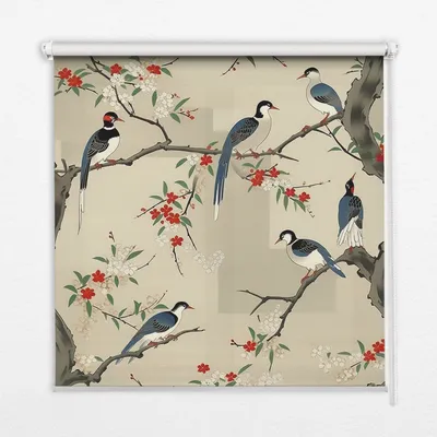 Produktbild von Seitenzug-Rollo Fensterrollo Jalousie - Thermo-Rollo Verdunkelungsrollo - 150x180 cm - Vögel im Baum