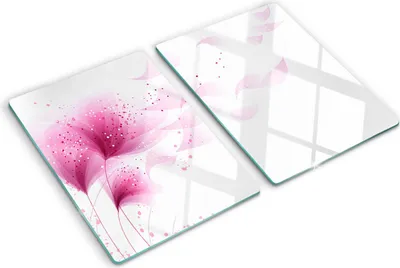 Produktbild von Tulup Glas Herdabdeckplatte - 2x40x52 cm - Glaskeramikkochfeld-Abdeckung Spritzschutz Glasabdeckplatte Kochplattenabdeckung und Schneidebrett - Zweiteilig - Blumen & Pflanzen - Rosa Blume - Rosa