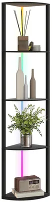 Produktbild von HOMCOM LED Stehlampe 5-stufige dimmbar Stehleuchte mit Regal, RGB Farbwechsel