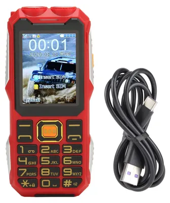 Obrázek produktu pro 2G odemčený telefon, multifunkční, duální SIM karty, velká tlačítka, baterie 16800 mAh, retro pro seniory, červený