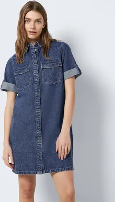 Productafbeelding van Korte jurk van denim, oversized denimhemd, basisjurk | Maat S