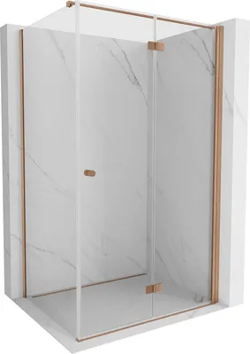 Image de Mexen Mist-F T cabine de douche pliante droite 85 x 120 cm, transparent, cuivre brossé - 8A6T-085-120-65-00-P