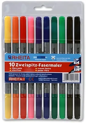 Produktbild von Fasermaler mit dicker und dünner Spitze, ventilierte Kappe, 10 Stück